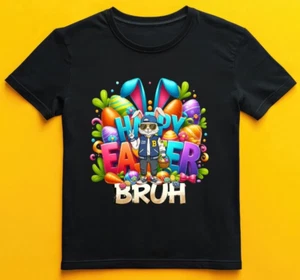 Colorful Hip Hop Cool Easter Bunny Bruh Youth T-Shirt - Picture 1 of 7