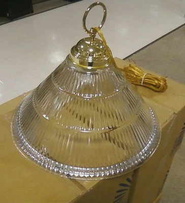 Light Pendant W/ Clear Ribbed Glass Shade ~ Polished Brass ~ Thomas Lighting - Image 1 of 3