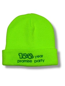 Nutshell Neon Green Beanie Hat 100 Year Promise Party Embroidered One Size - Picture 1 of 4