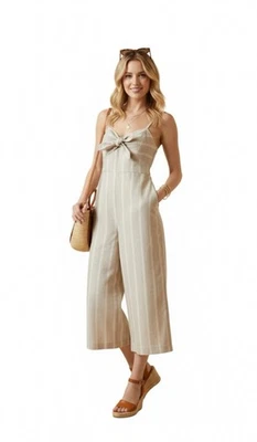 Ted Baker Dacey Women’s Striped Jumpsuit Ted Size 1 = US 4 Being Linen Blend - Image 1 of 4
