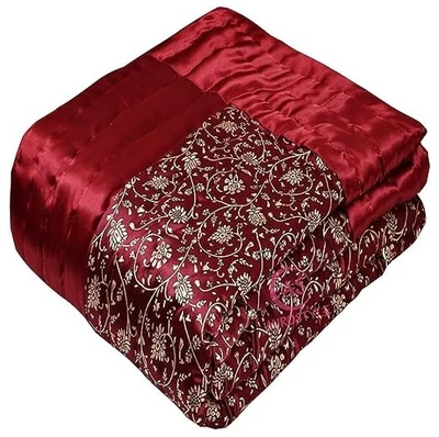 Handmade Silk Cotton Soft Jaipuri Razai Double Bed Quilt Ac Blanket 85X10 inches - Image 1 of 4