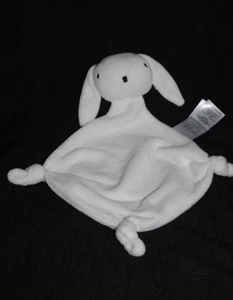 🐰Doudou plat lapin blanc VERTBAUDET VERT BAUDET mouchoir 3 noeuds  TTBE - Picture 1 of 2