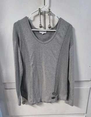 Top de punto acanalado Buda de neón manga larga con detalles de botones para mujer talla pequeña  Foto 1 de 4