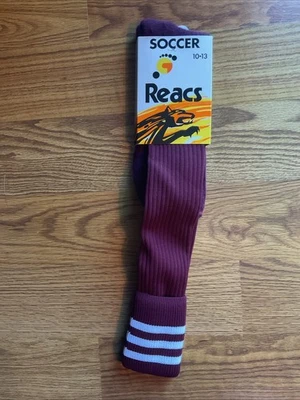 Vintage 70s/80s Twin City Knitting Tall Soccer Socks 10-13 Maroon Striped New - Image 1 of 4