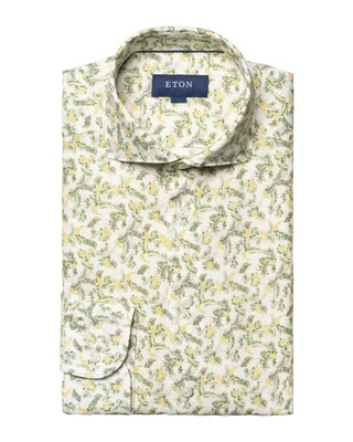 NWT ETON DRESS SHIRT pure linen bananas luxury Sweden 39 15 1/2 slim - Image 1 of 4