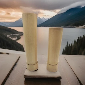 Vintage natürliche Bambus dekorative Vasen Blumengesteck 12" & 10" 2er Set - Bild 1 von 3