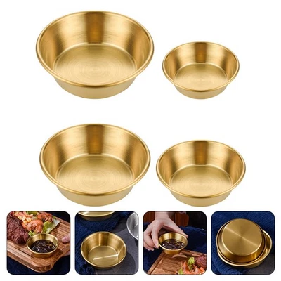 4PCS -Dip -Schalen Mehrzwecksauce -Gerichte Sojasauceplatten (golden) - Bild 1 von 4