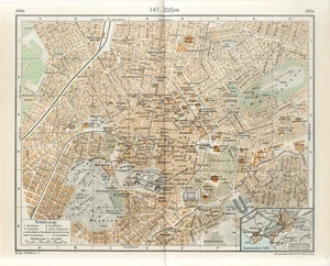 1920s GREECE ATHENS CITY PLAN Antique Map - Picture 1 of 1
