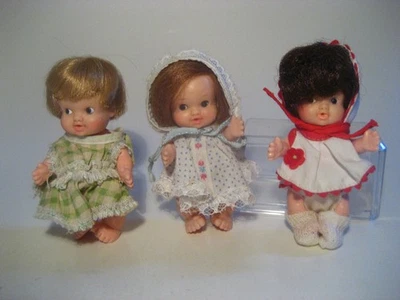 LOTE DE 3 BONECAS BABY PEEWEE VINTAGE 1966 4" UNEEDA DOLL CO - Imagem 1 de 4