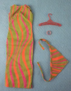 Vintage Francie Barbie Color Magic Stripes Away #1775 Dress, Bracelet & Scarf - Picture 1 of 6