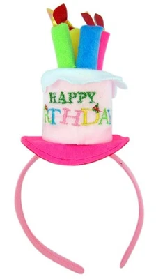 Rosa Feliz Cumpleaños Pastel con Velas Diadema Divertido Novedad Fiesta Accesorio Foto 1 de 4