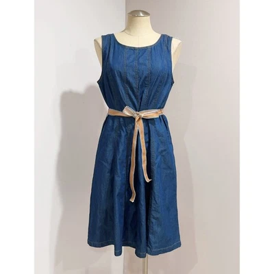 Laura Petites Women's Blue Cotton Denim Chambray Dress Size 12P - Image 1 of 4