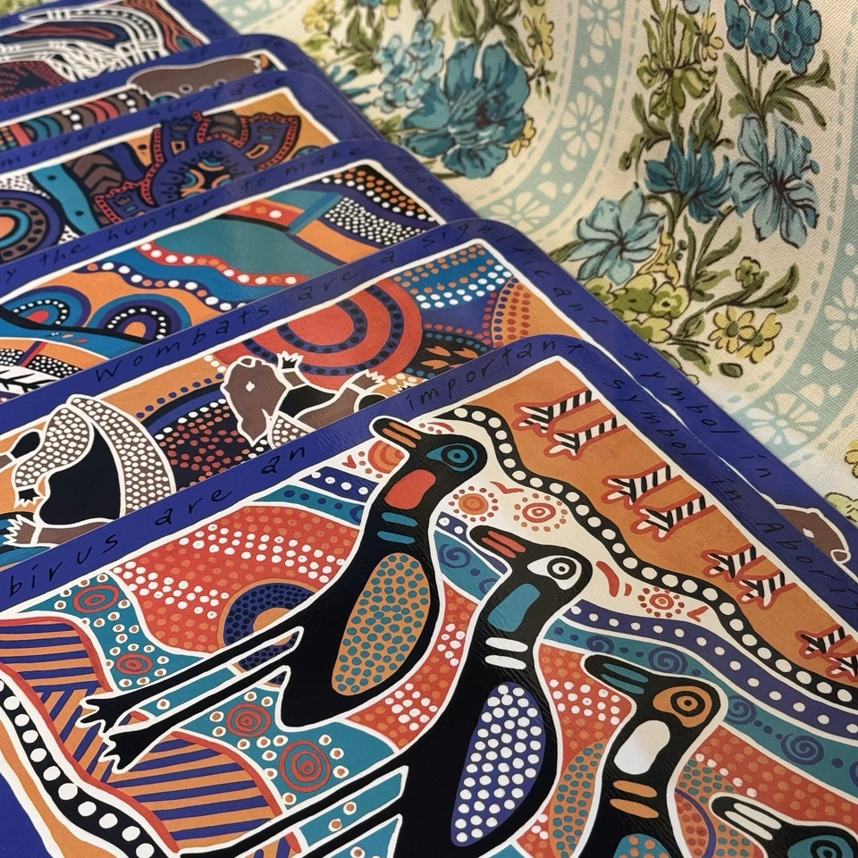 Vintage Balarinji Australia Colorful Animal Cork Placemats Set Of 6 (11.5”x8.5”) - Image 1 of 4