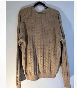 Izod Mens Pullover Sweater Brown XXL Cable Knit 100% Cotton NEW - Picture 1 of 11