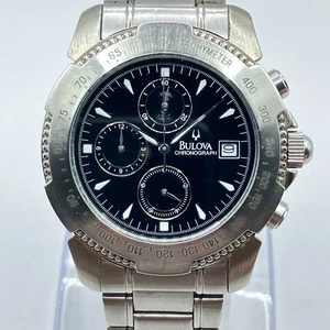 BULOVA 41001 Vintage Diver Chronograph Men's Watch Black Dial 42mm Analog Japan - Picture 1 of 20