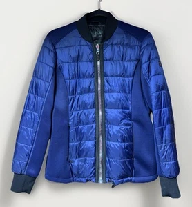 Women's Michael Kors Blue Form Fitted Bomber Coat Medium Has Minor Defects - Picture 1 of 11