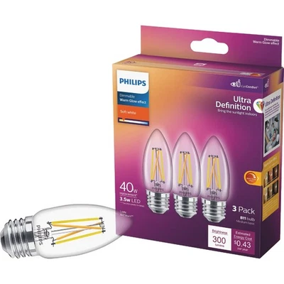 Philips Ultra Definition 40W Equivalent Soft White B11 Medium LED Decorative - Image 1 of 4