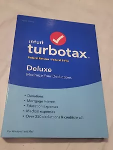 Turbotax 2016 Deluxe. Federal only + Federal E-file. No state. New sealed box. - Picture 1 of 5