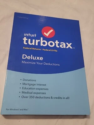 Turbotax 2016 Deluxe. Federal only + Federal E-file. Sin estado. Nueva caja precintada. Foto 1 de 4