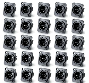 (25er-Pack) Neutrik NC3MPP Nylon 3-Pin XLR-Stecker nicht einrastend D Typ Panel Befestigung - Bild 1 von 1