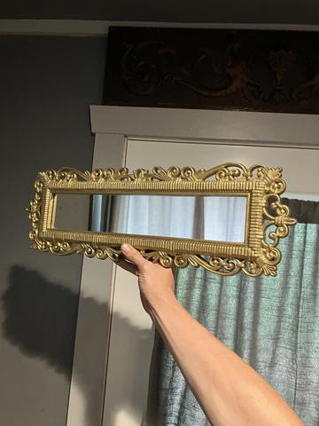 DART HOMCO RECTANGLE MIRROR 2374 GOLD ORNATE 1978 HOLLYWOOD REGENCY 21" X 7" Cover