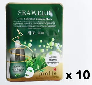 10pcs Malie SEAWEED Face Mask Packs Sheet 25g Elastic Firming Moisture Cosmetic - Picture 1 of 6