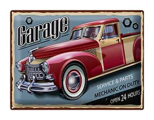Blechschild Retro 40x30cm Auto Garage service parts open 24 Deko Schild tin sign - Bild 1 von 5
