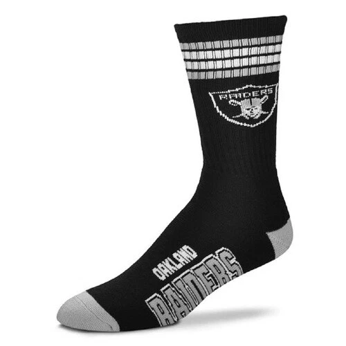 Oakland Raiders retro NFL FBF Youth Sized Kids 4 Stripe Deuce Socks - Image 1 of 1
