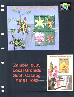 $10,25 Scott Value - 2005 ZAMBIA Orquídeas 2 s/s Flores Africanas CV MNH NH UMM Foto 1 de 4