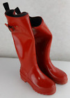Used Women's Eddie Bauer Red Rubber Rain Boots Tall Waterproof Sz 6