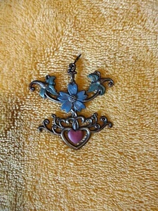 Blue Flowers With Heart Pendant  - Picture 1 of 4