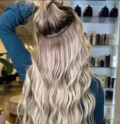 Pluma invisible h6 punta trama extensiones de cabello doble trama dibujada paquete de cabello Foto 1 de 4