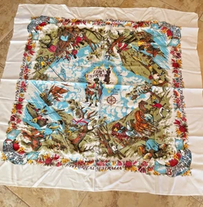 Vintage Historical Australia Printed linen Tablecloth Square 51" x 48" - Picture 1 of 9