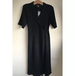 Vestido midi envolvente negro French Connection 14 nuevo manga corta Aleena - Imagen 1 de 4