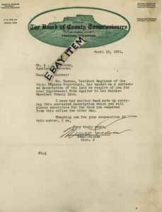 1931 JUNTA DEL CONDADO DE LAS ANIMAS Aguilar Colorado MAURO CORDOBA Irwin Rogers LTR. - Imagen 1 de 1