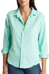 Frank & Eileen Famous Denim Button Up Shirt Green Small Distressed Beach Summer - Picture 1 of 11