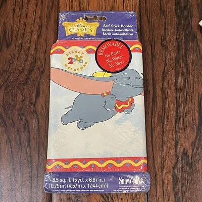 Papel de pared vintage Disney DUMBO El elefante volador borde de habitación autoadhesivo 5 yardas Foto 1 de 4