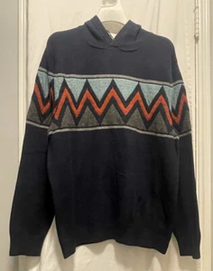Goodfellow & Co. Men's Navy Blue Hooded Long Sleeve Pullover Sweater - Size: L - Picture 1 of 4