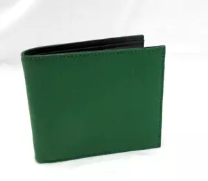 Cartera Hombre Piel de Cabra Doble Plegable Verde NUEVA - Imagen 1 de 10
