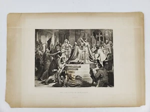 Antique 1887 Photogravure Print Coronation of Charlemagne by Friedrich Kaulbach - Picture 1 of 7