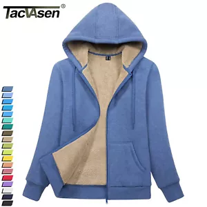 Para mujeres con cremallera completa con capucha forrada de sherpa abrigo cálido de lana invierno primavera chaqueta informal - Imagen 1 de 145