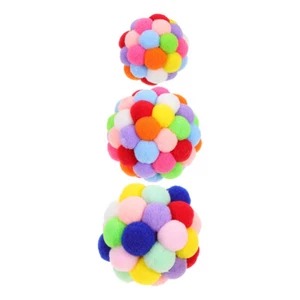 3pcs Pet Teasing Balls Pet Yarn Balls for Cat Playing Cat Colorful Balls - Picture 1 of 12