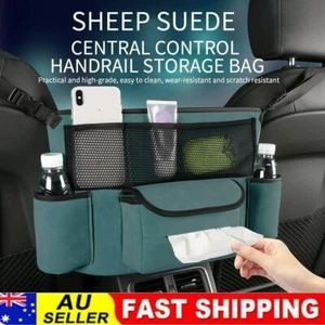 Car Net Pocket Handbag Holder Between Seat Storage Organiser PU Leather Bag AU - Picture 1 of 10
