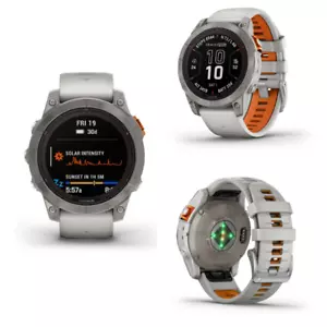 Reloj deportivo Garmin Fenix 7 PRO zafiro solar titanio GPS gris con naranja agrieta - Imagen 1 de 10