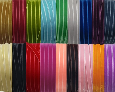 10mm Velvet Ribbon Premium Quality 66 Colours to Choose From 5 Mtrs - Image 1 of 4
