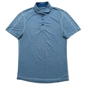Lululemon Polo Shirt Mens Size M Evolution Short Sleeve Performance Blue - Picture 1 of 4