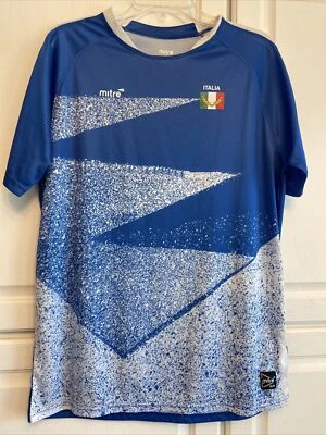 Мужская футболка Mitre Elite Italia с логотипом футбол сине-белая футболка топ размер Med - Изображение 1 из 4
