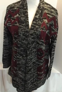 Women's Woven Aztec Jacquard Open Cardigan Size M NWT - Picture 1 of 12