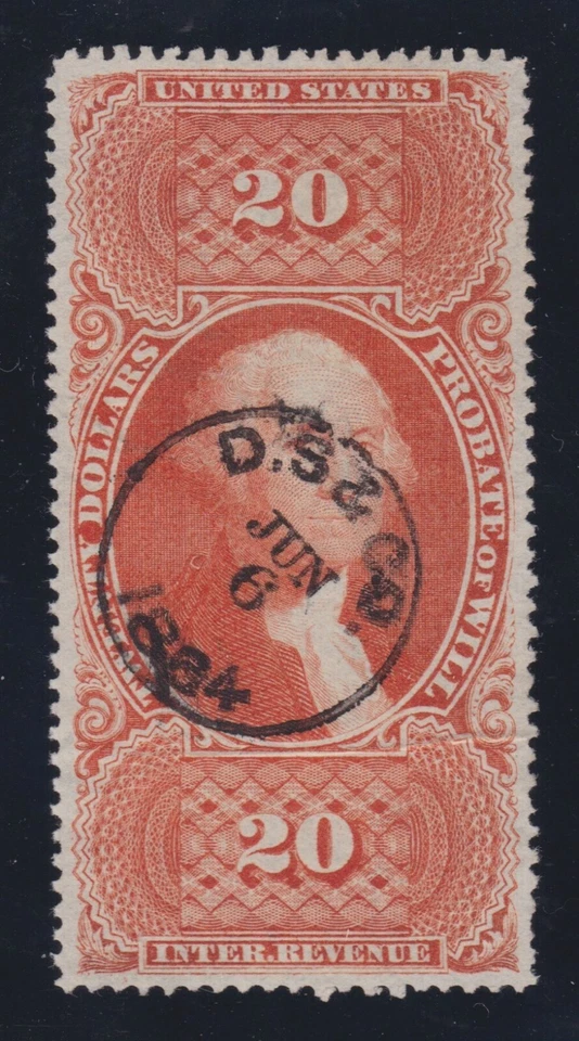 US R99c $20 Probate of Will Used XF w/ SON Handstamp & PSAG Cert SCV $3250 - Image 1 of 3