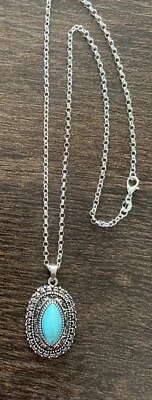 18" Tibetan Silver/stone pendant necklace - Image 1 of 2